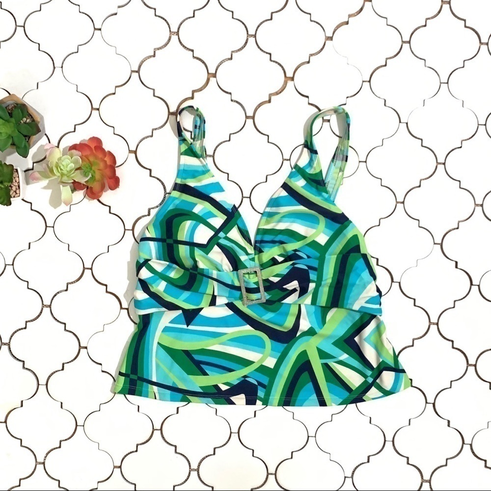 Geometric multicolor swim tankini